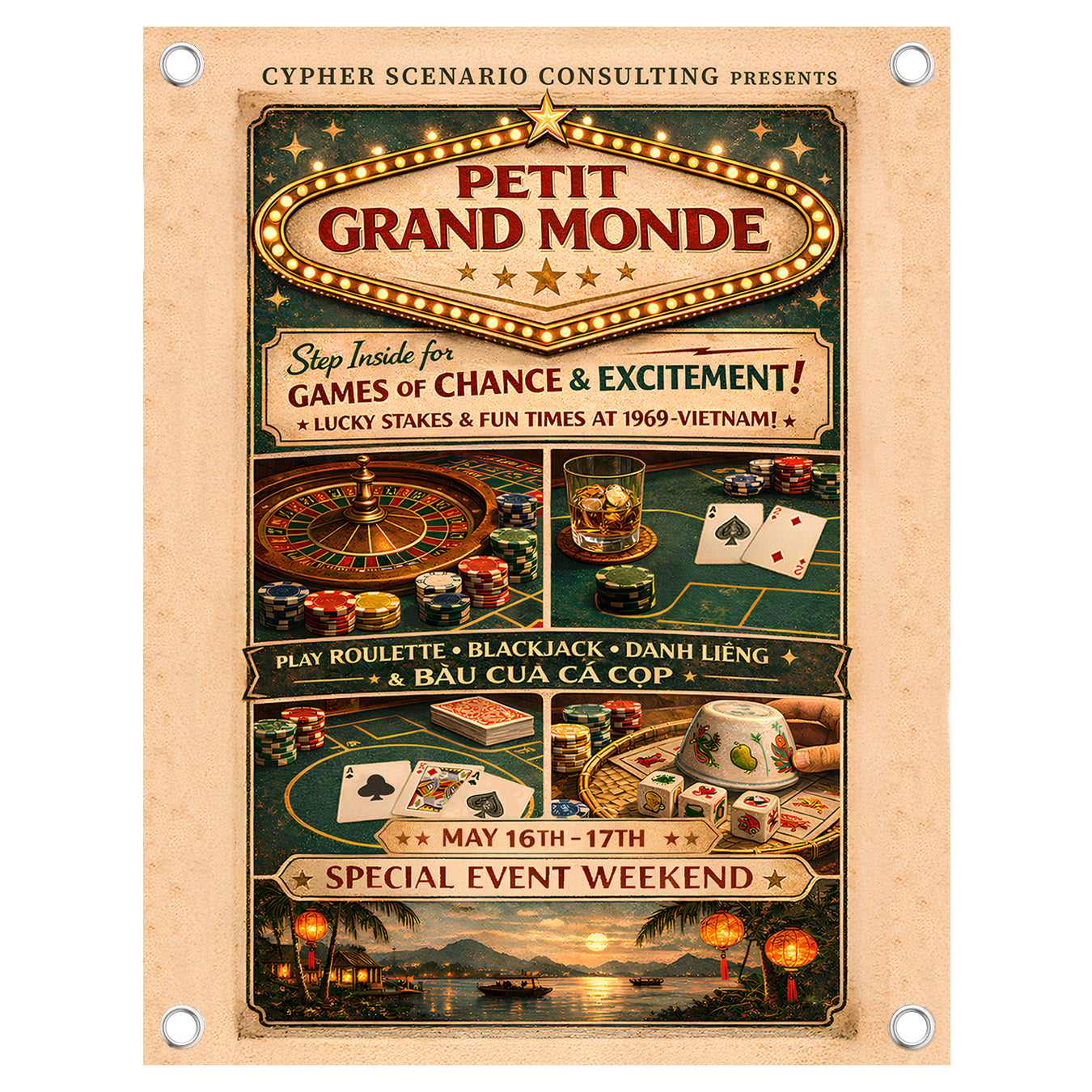 1969 Mini Canvas Banner - Petit Grand Monde - 13x17