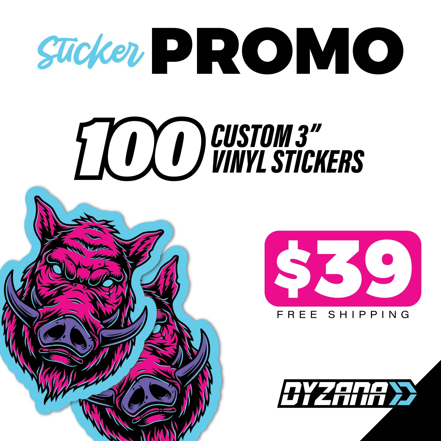 Sticker Promo - 100 3" Custom Stickers